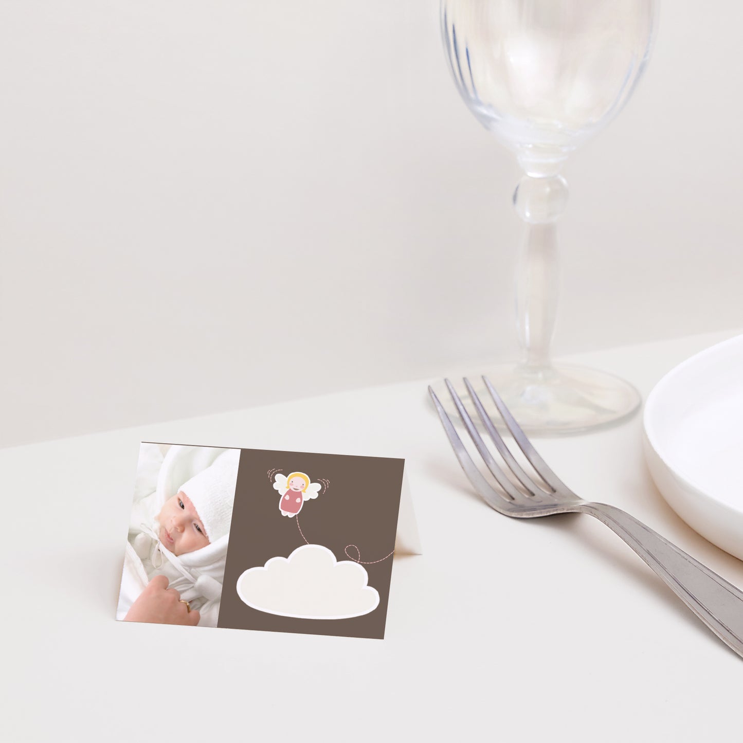 Tischkarten Taufe Quer Baby Engel - Taufe foto N° 2