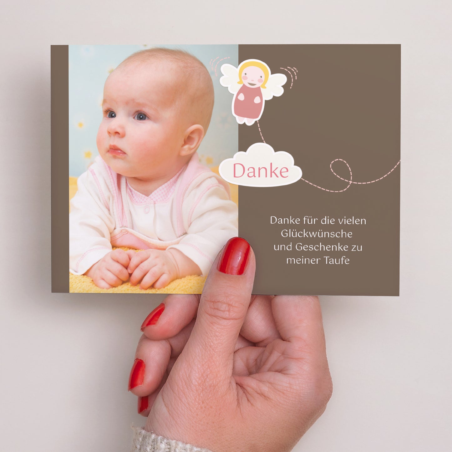 Dankeskarte Taufe Landschaft Baby Engel - Taufe foto N° 3