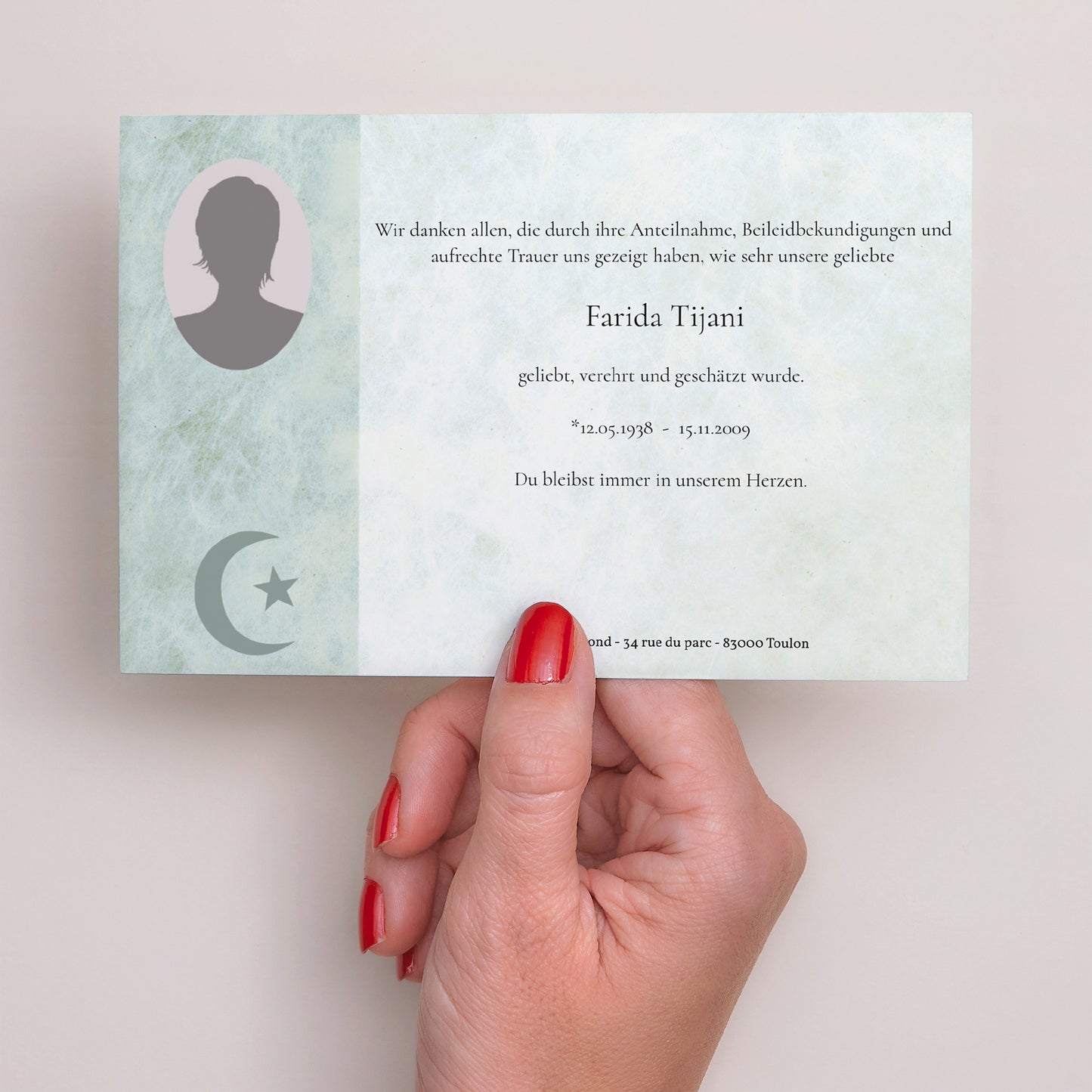 Trauerkarte Landschaft Yasin - posthume Hommage foto N° 3