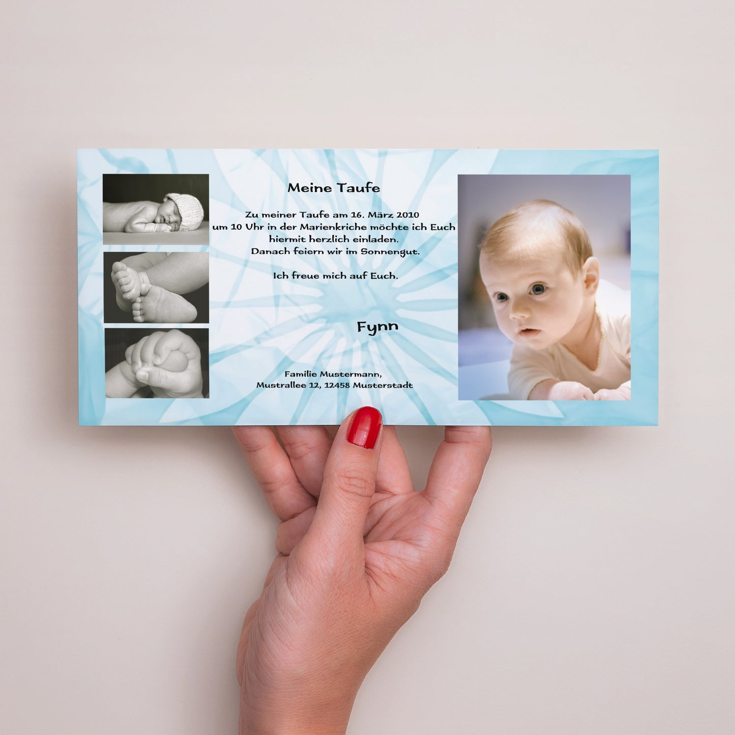 Taufeinladung Panoramische Landschaft Taufe in Sicht - blau foto N° 3