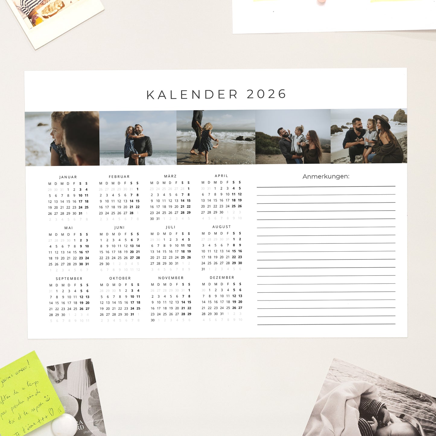 Kalender Weihnachten Magnetischer, einseitiges landschaft Planungskalender mit mehreren Fotos foto N° 1