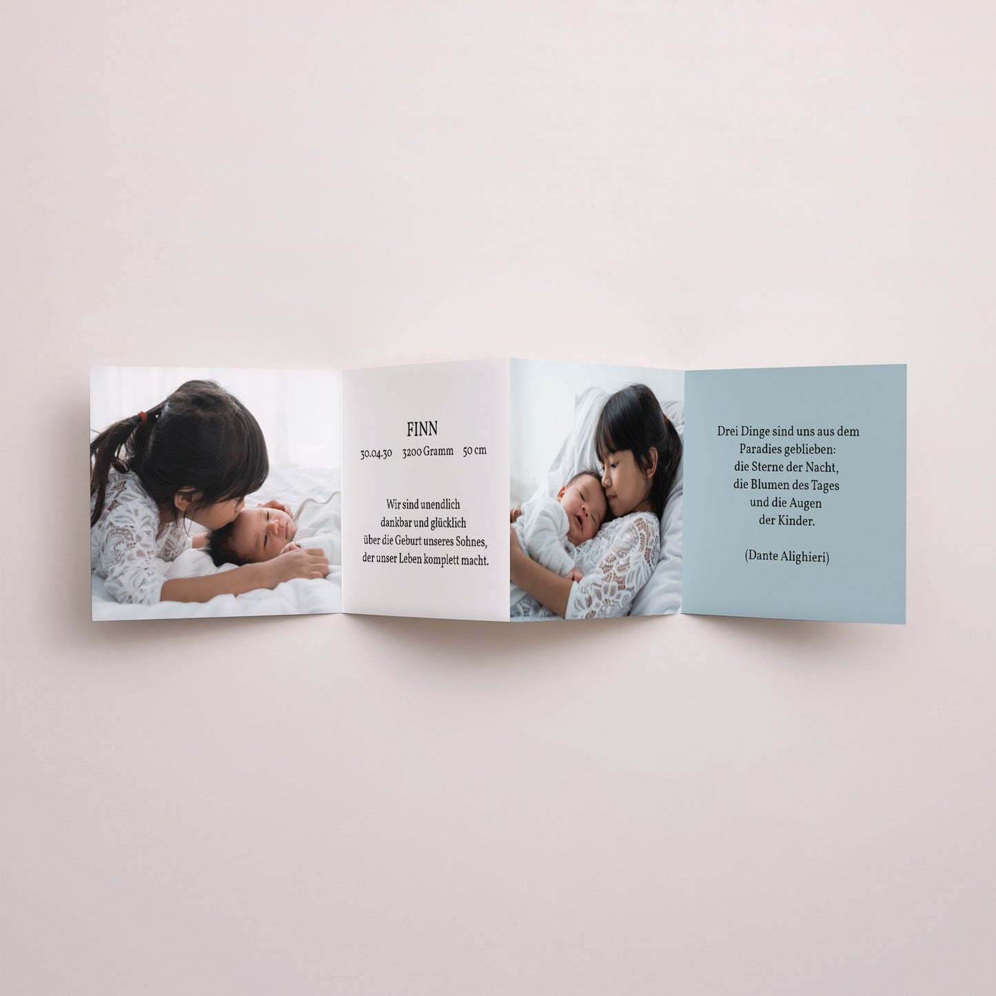 Geburtskarten Akkordeon Meine blaue Karte von Baby foto N° 3