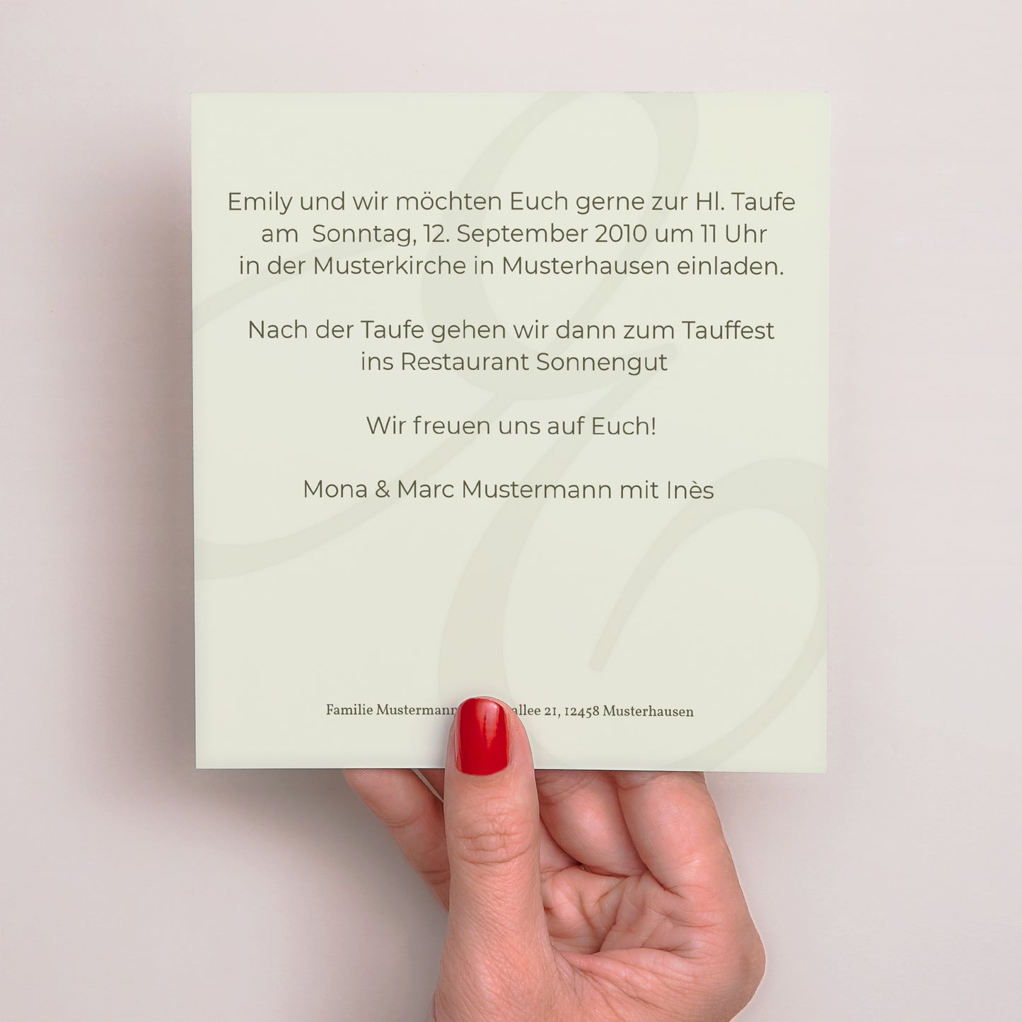 Taufeinladung Quadrat Zeremonie - Beige foto N° 3