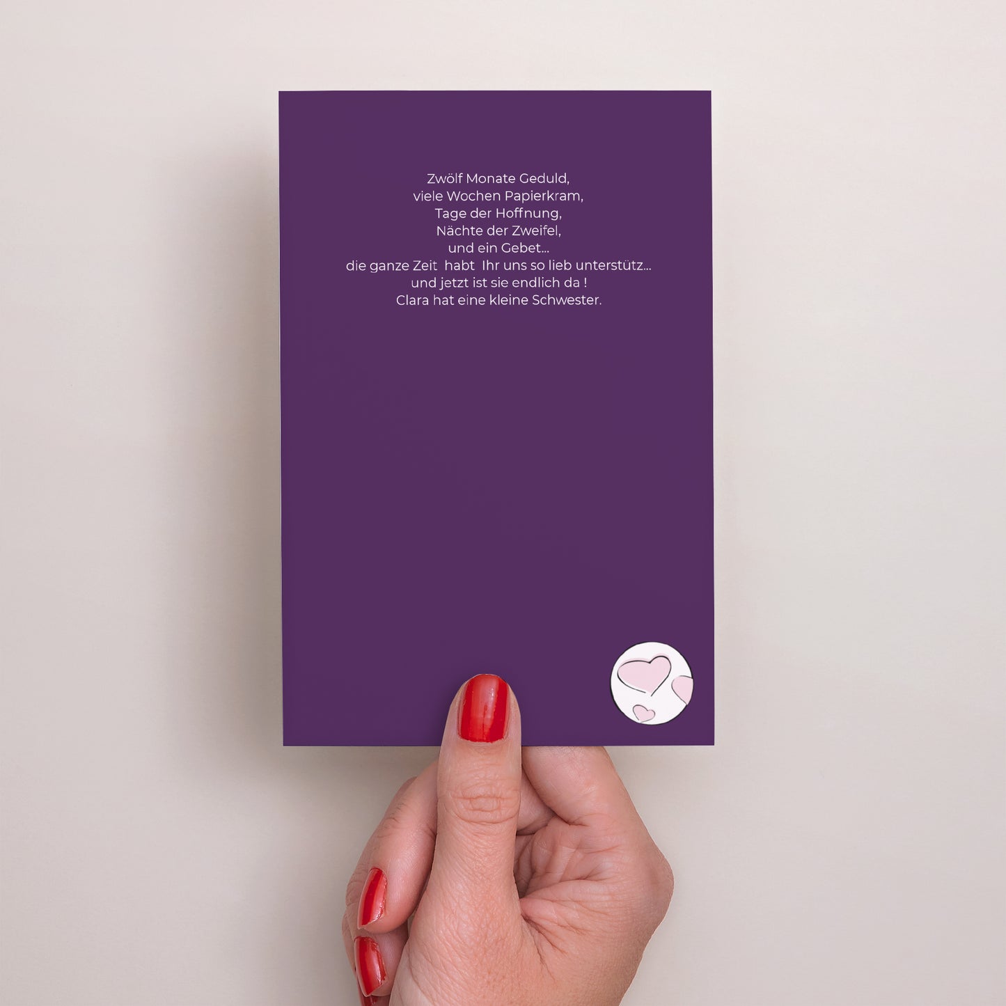 Geburtskarte PortraitPorträt Willkommen in unserer Welt - Violett foto N° 3