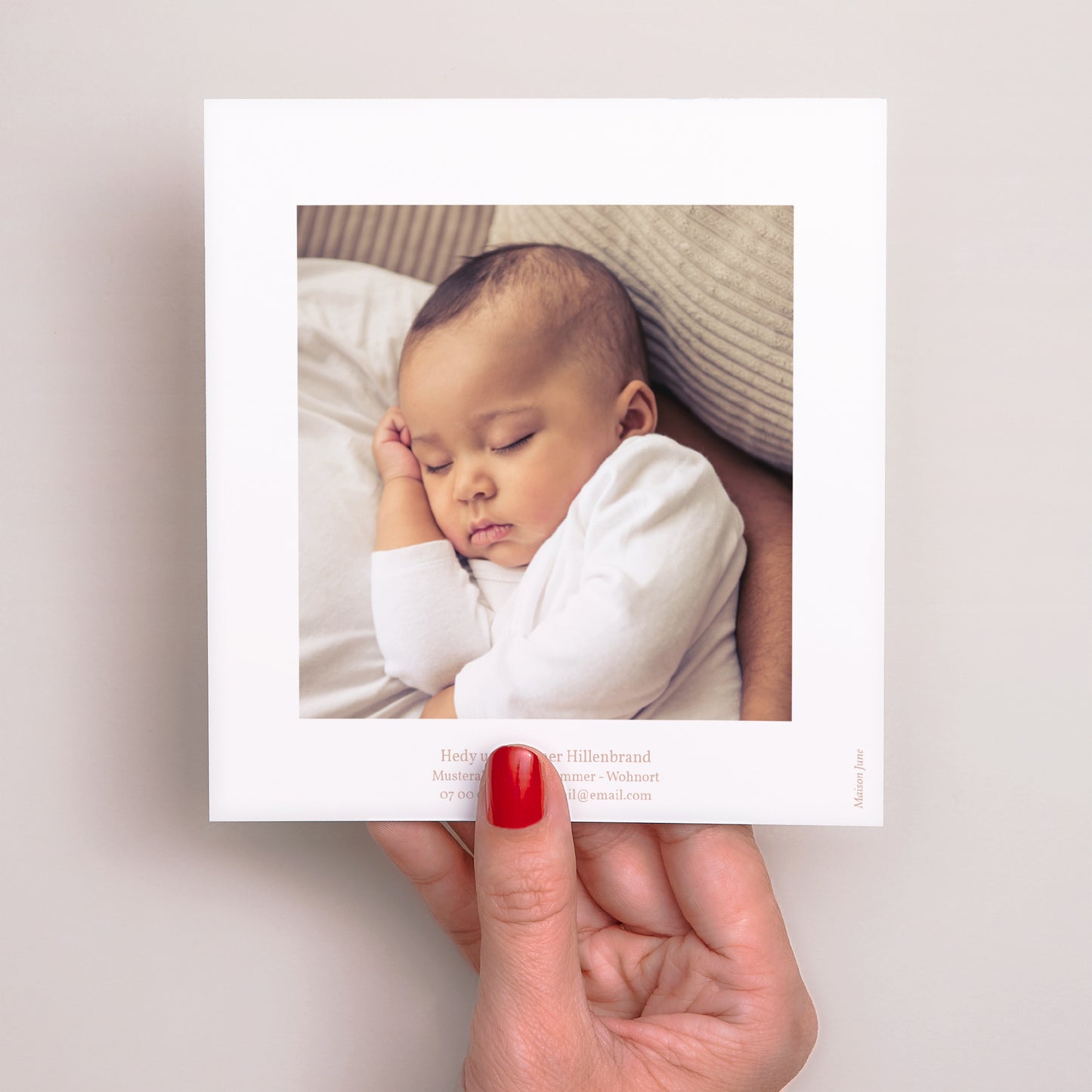 Geburtskarte Quadrat Rund um die Welt - Rosa und Orange foto N° 3