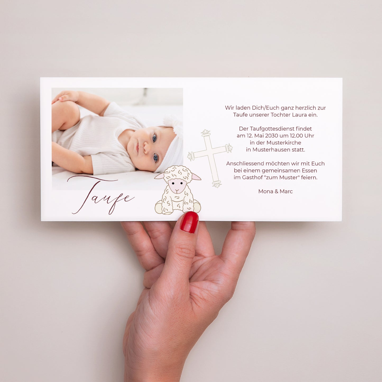 Taufeinladung Panoramische Landschaft Taufe Lamm foto N° 3