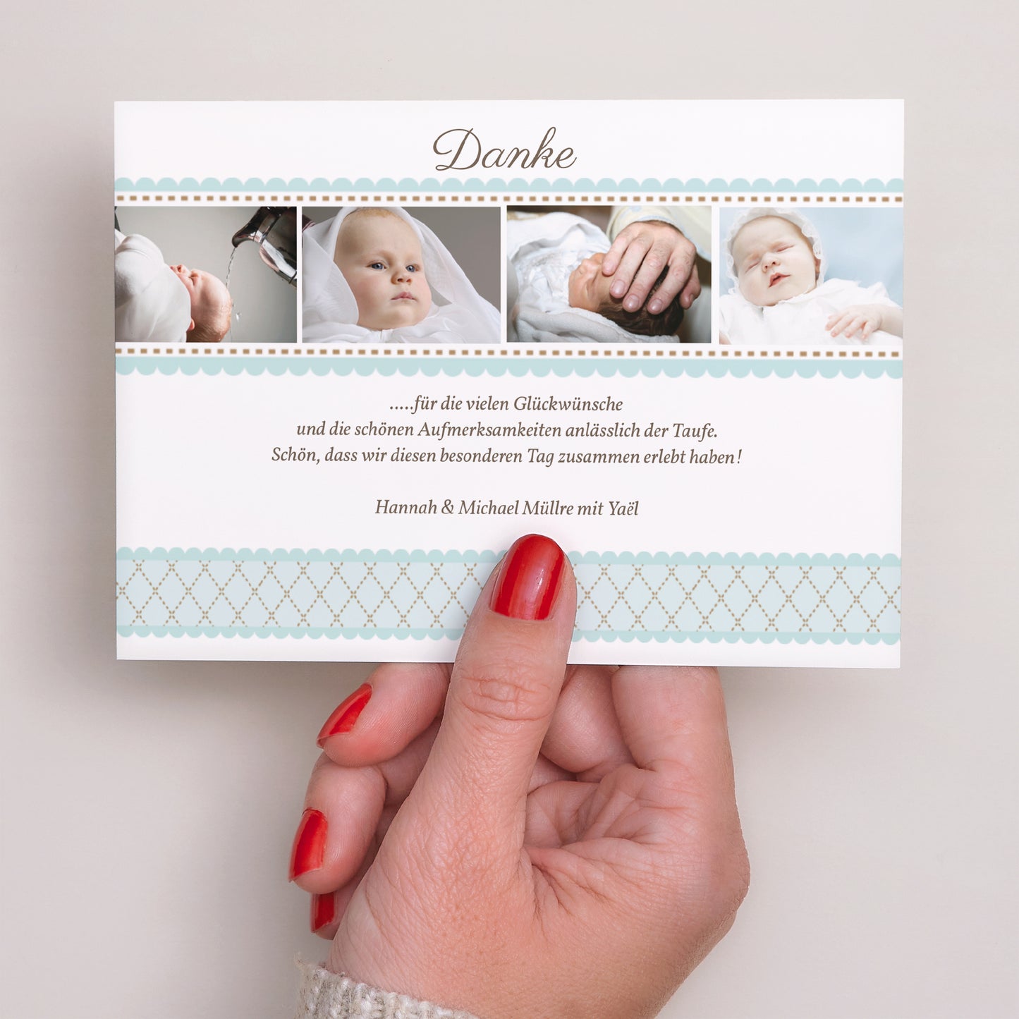 Dankeskarte Taufe Landschaft Taufe Retro - Junge foto N° 3