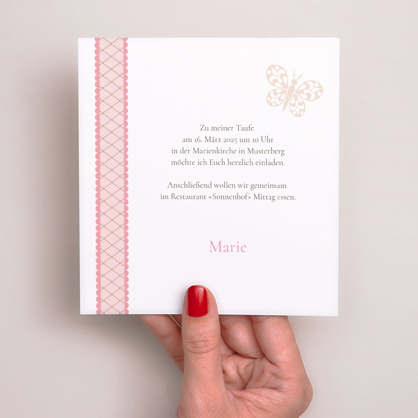 Taufeinladung Quadrat Taufe Retro - Mädchen foto N° 3