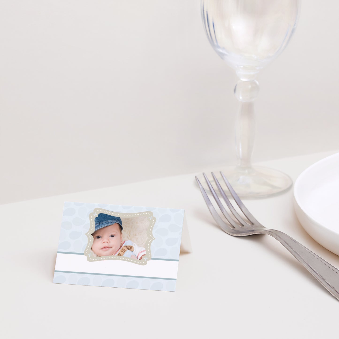 Tischkarten Taufe Quer Blaue Taufe foto N° 2