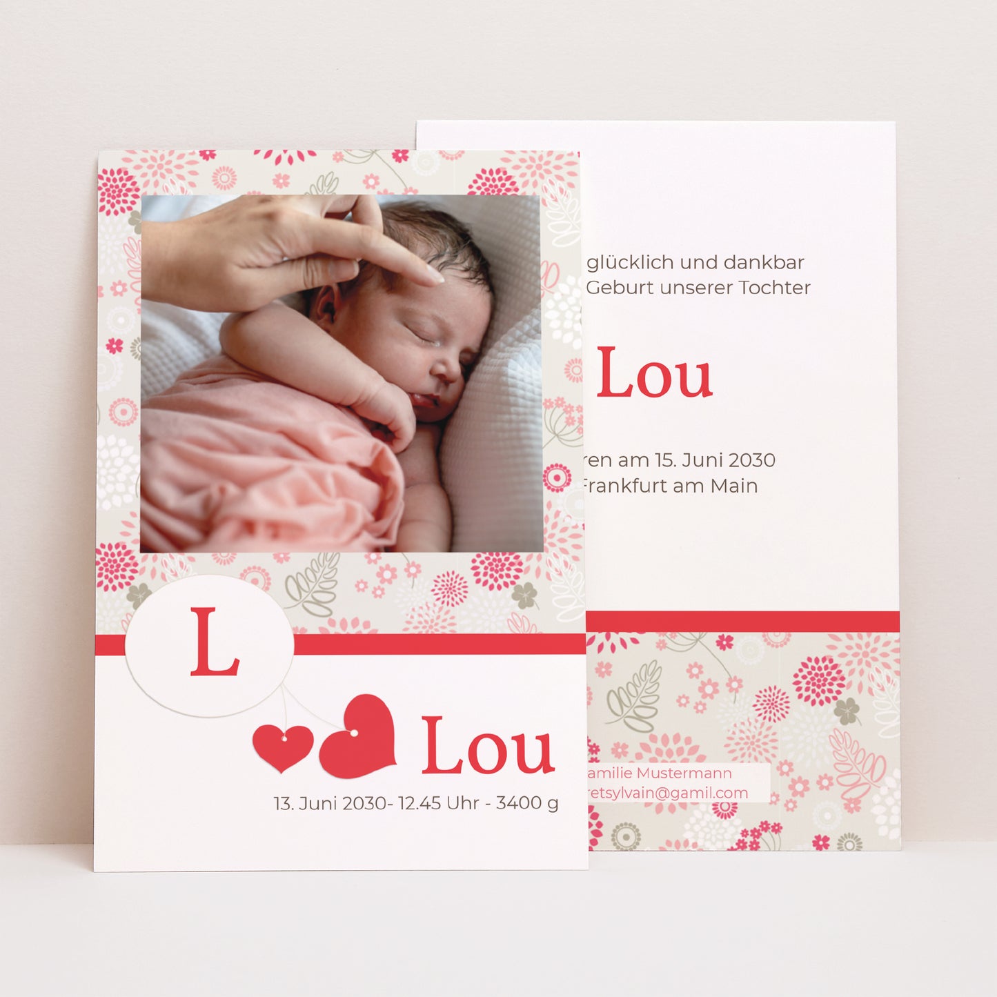 Einladungskarte Geburt PortraitPorträt Lou foto N° 1