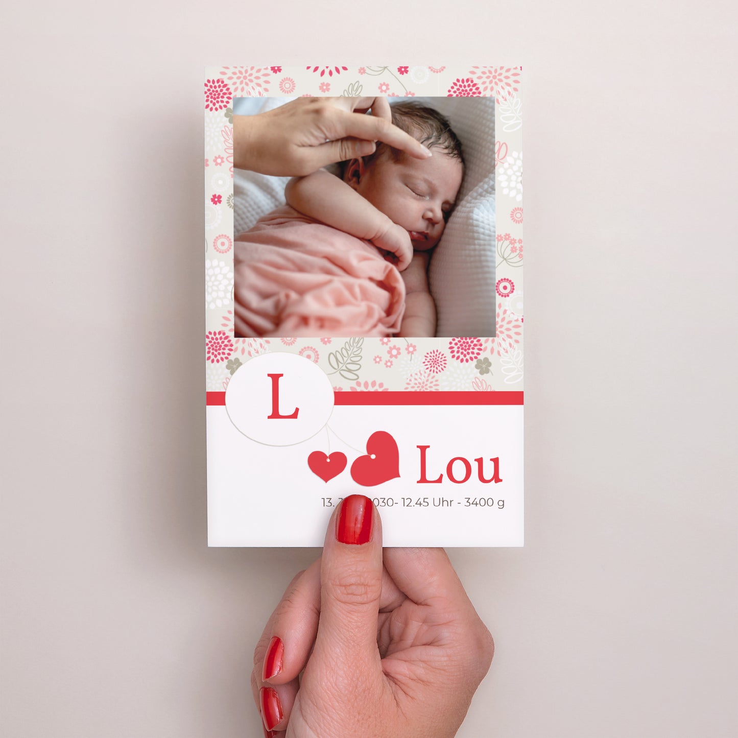 Einladungskarte Geburt PortraitPorträt Lou foto N° 2