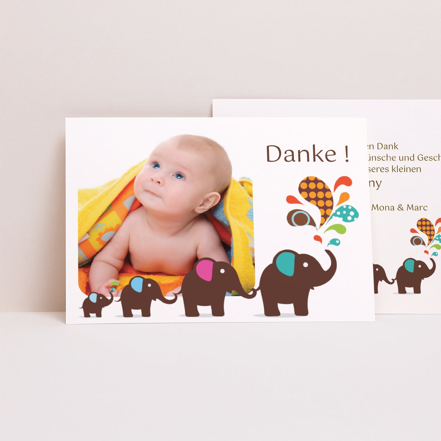 Dankeskarte Geburt Landschaft Marcus macht seinen Zirkus foto N° 1