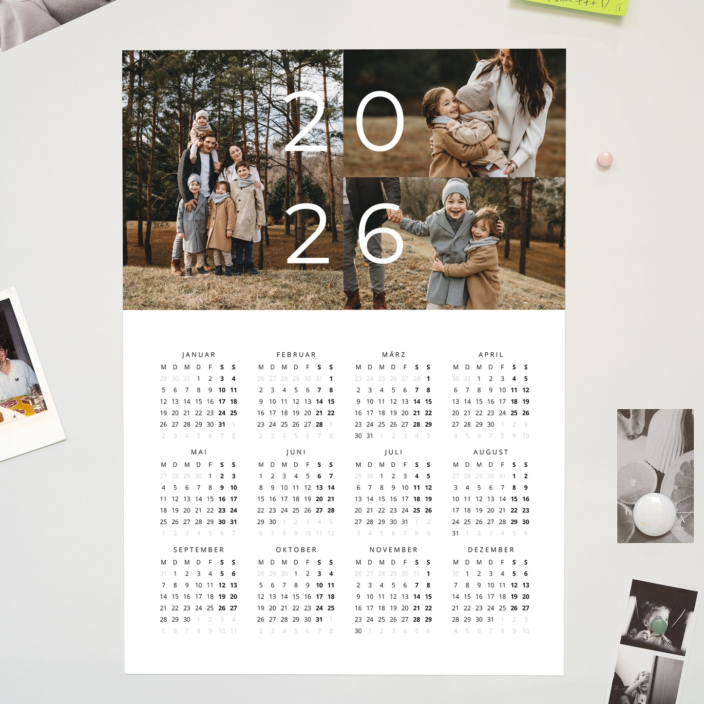 Kalender Weihnachten Magnetischer, einblattkalender hochformat Familie foto N° 1
