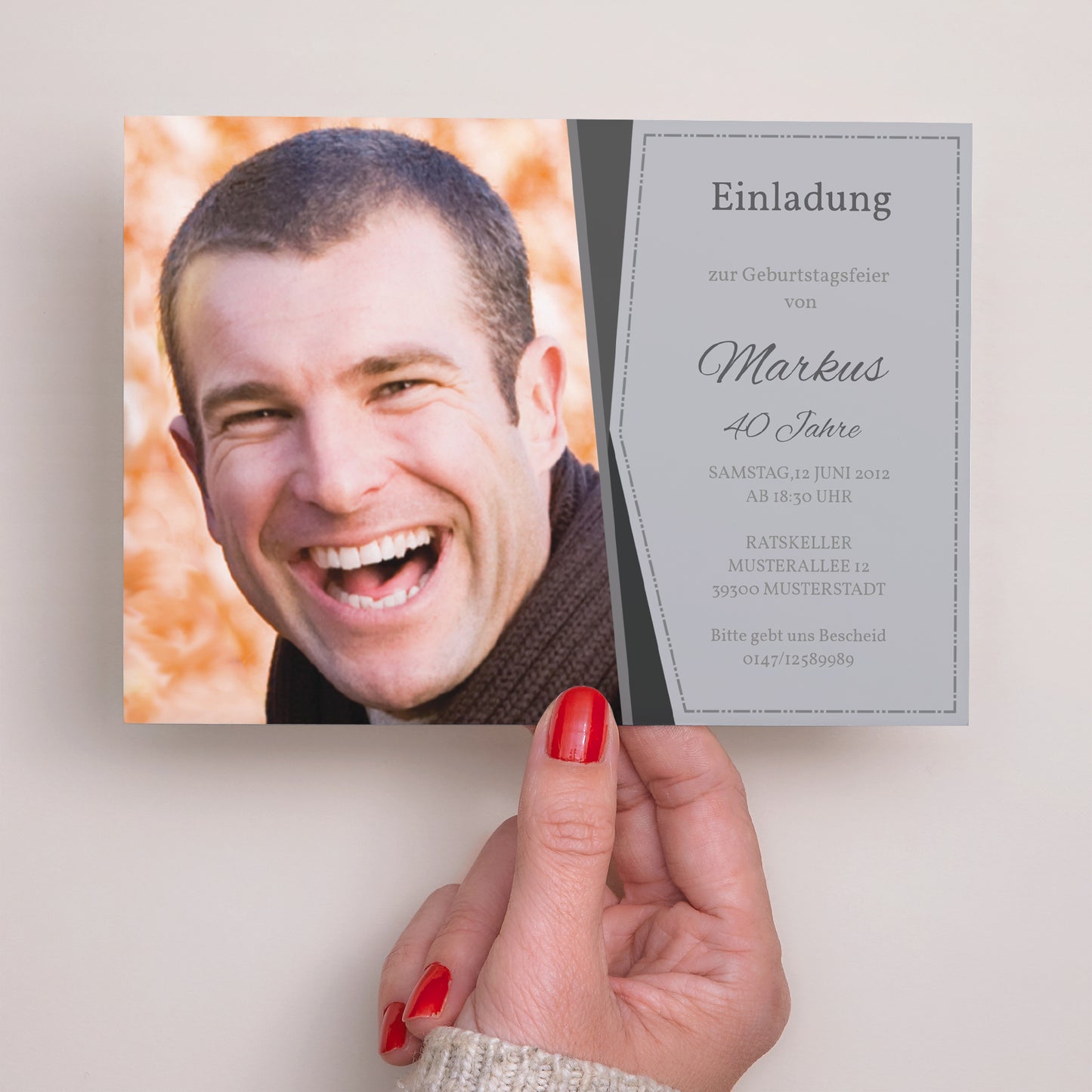 Beilegekarte Geburtstag Erwachsener Landschaft Rahmen aus Silber foto N° 3