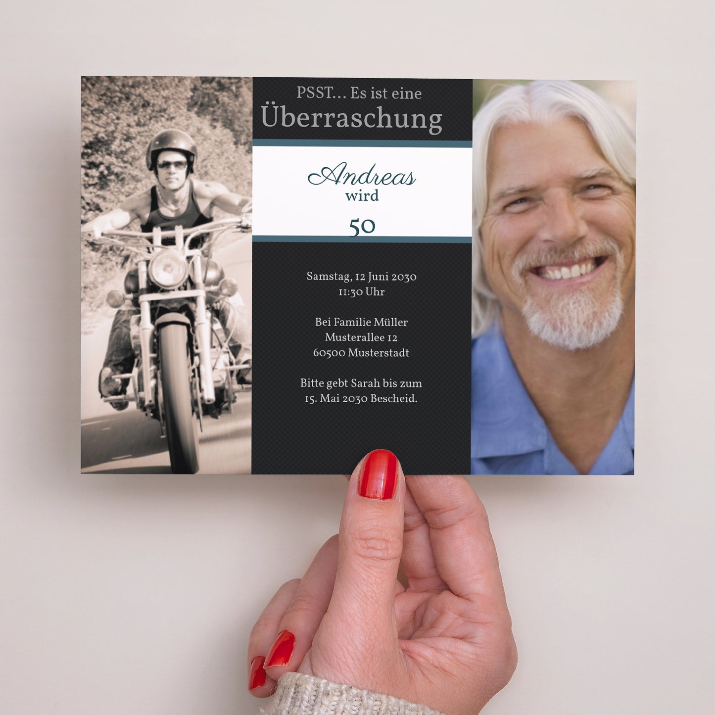 Einladungskarte Geburtstag Landschaft Super Überraschung II foto N° 3