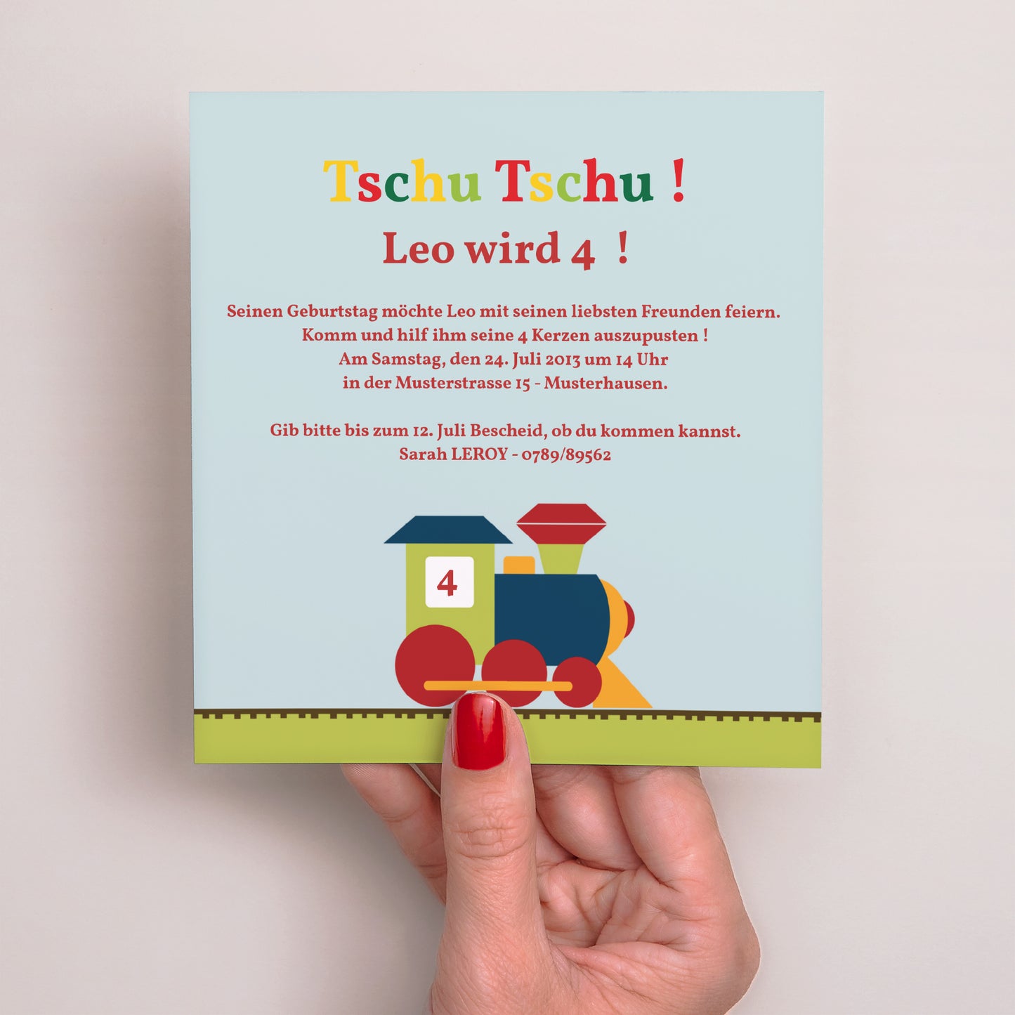 Beilegekarte Kindergeburtstag Quadrat Tschu! Tschu! foto N° 2