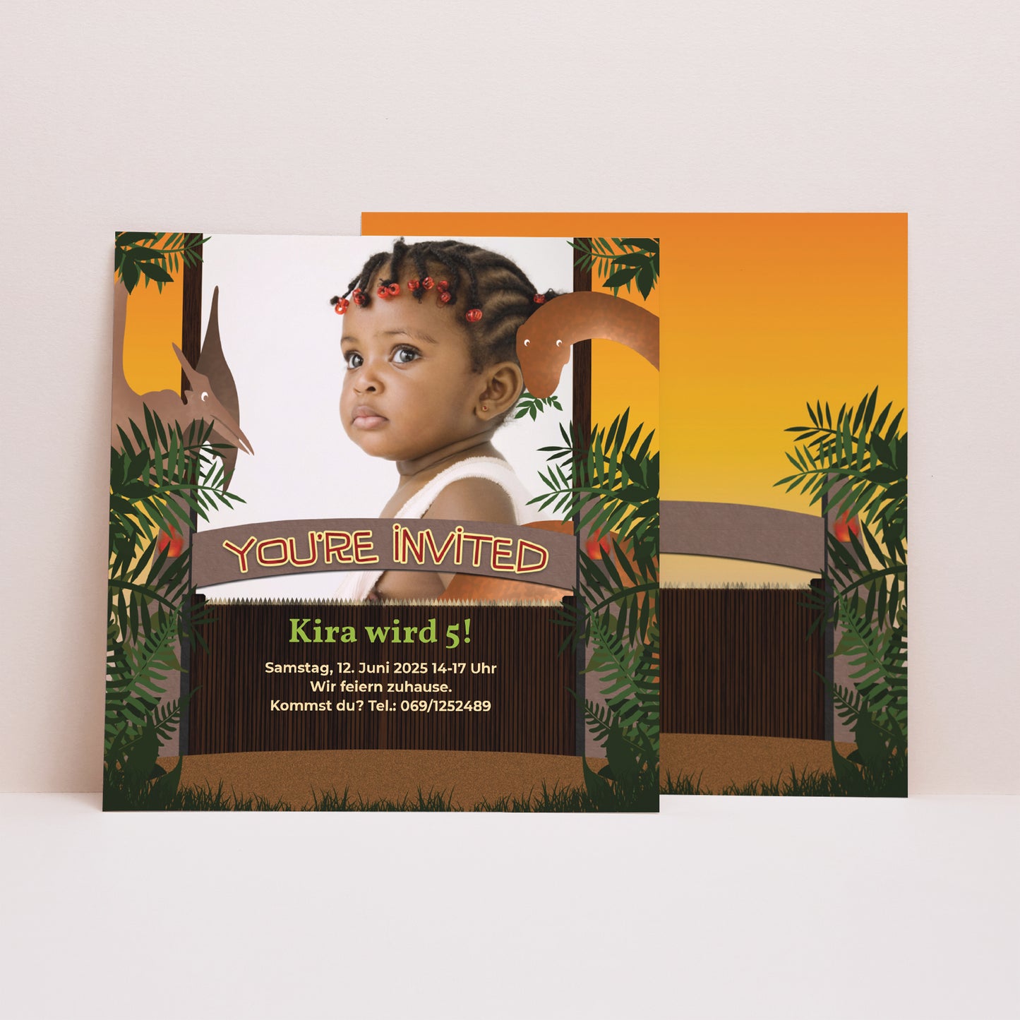 Beilegekarte Kindergeburtstag Quadrat Jurassic Jungle foto N° 1