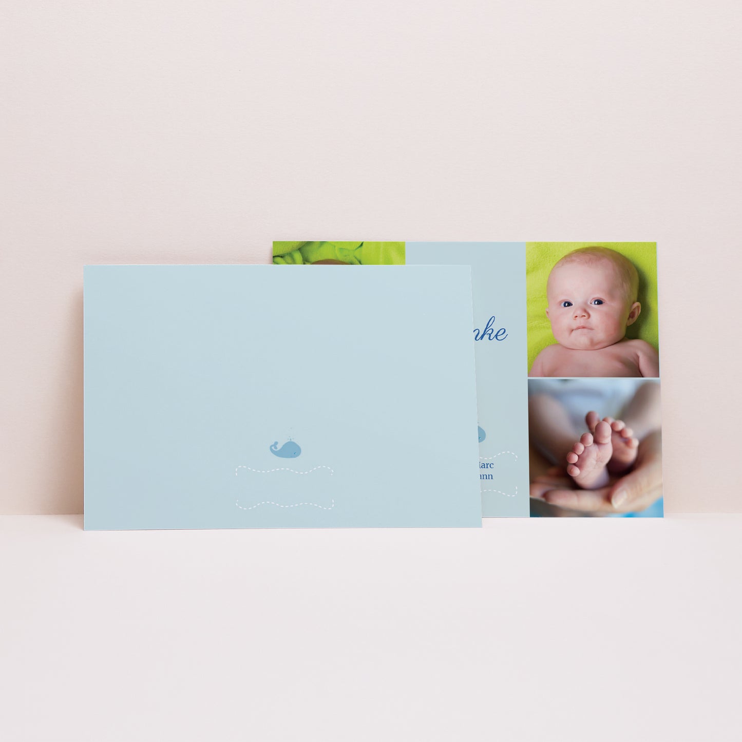 Dankeskarte Geburt Landschaft Baby Blauwal foto N° 2