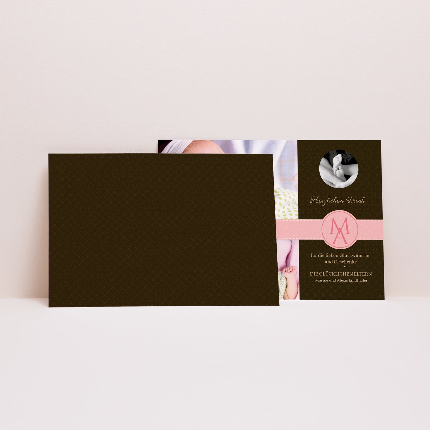 Dankeskarte Geburt Landschaft Perfektes Design - Rosa foto N° 2