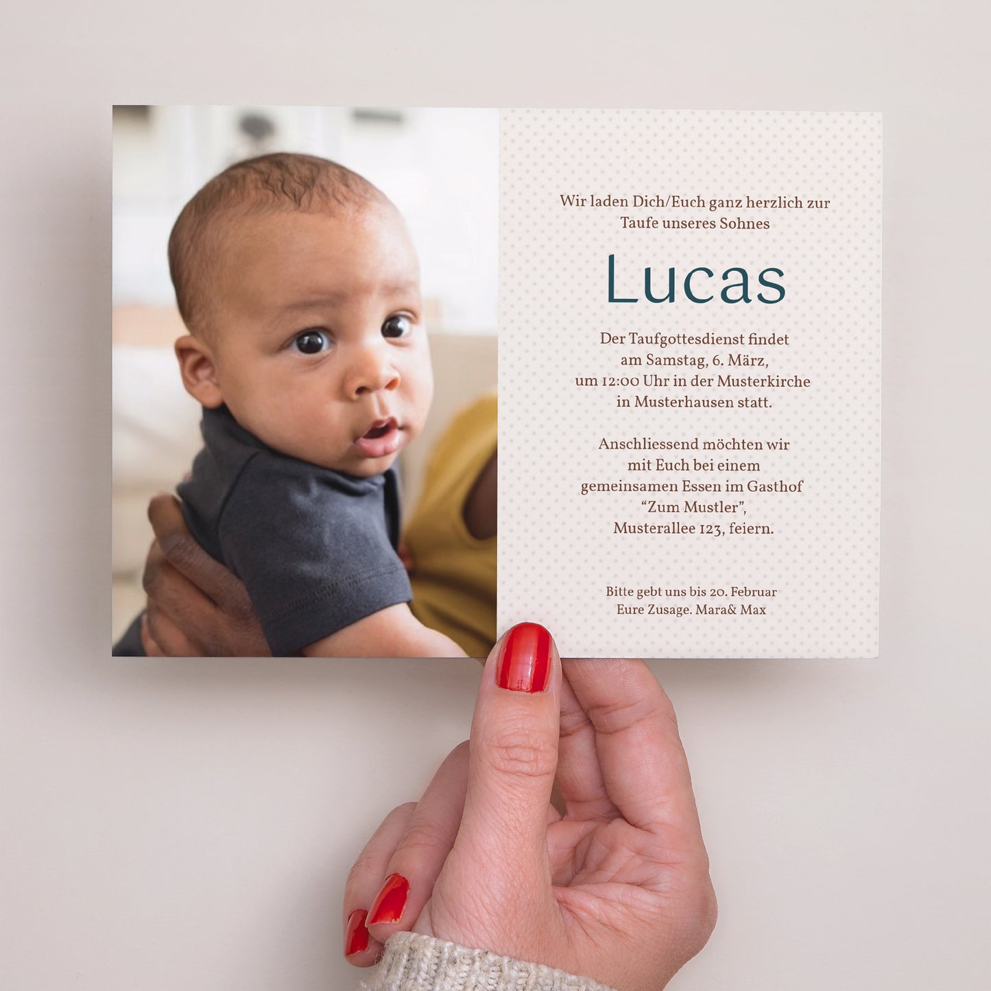 Taufeinladung Landschaft Rahmen Azur foto N° 3