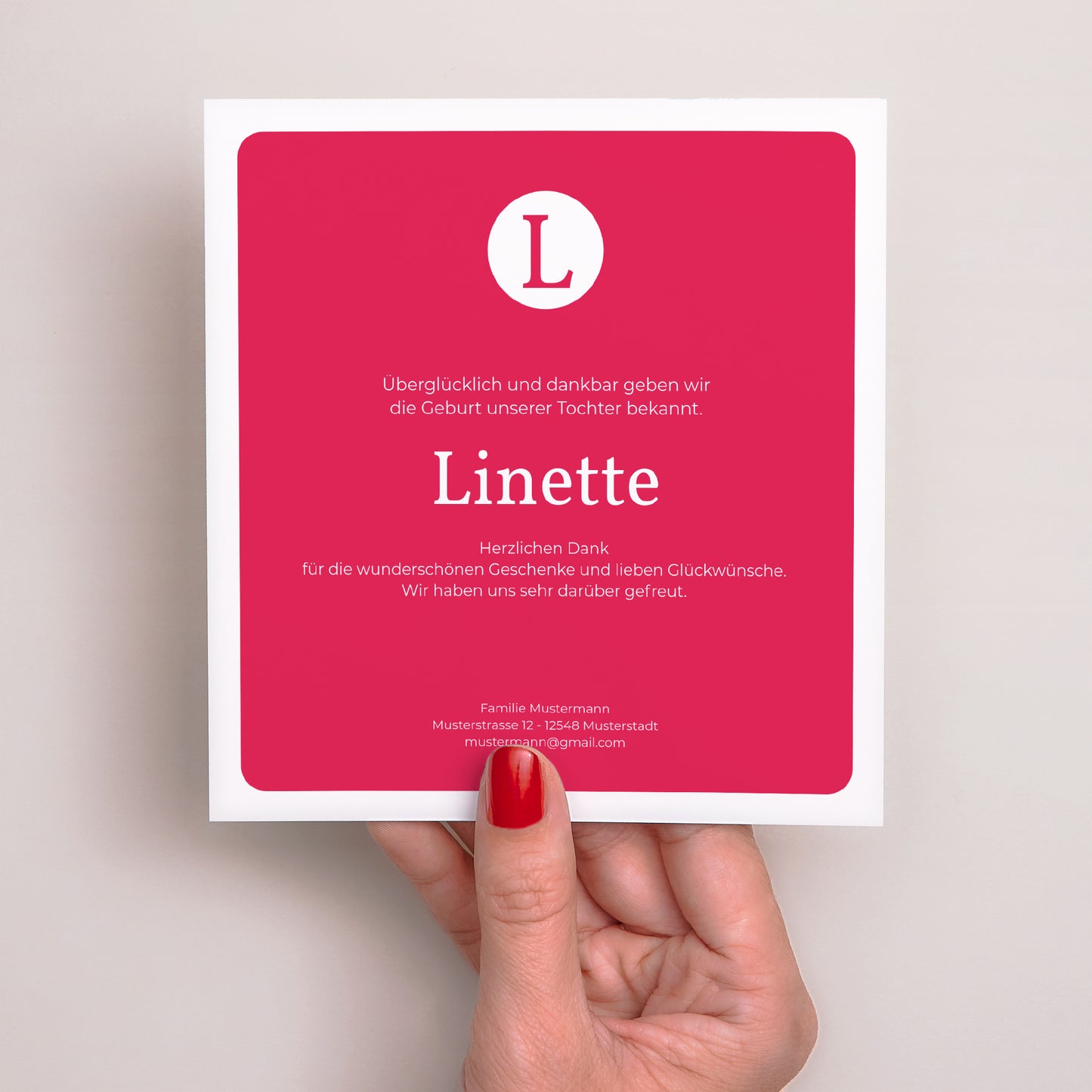 Geburtskarten Quadrat Girly foto N° 3