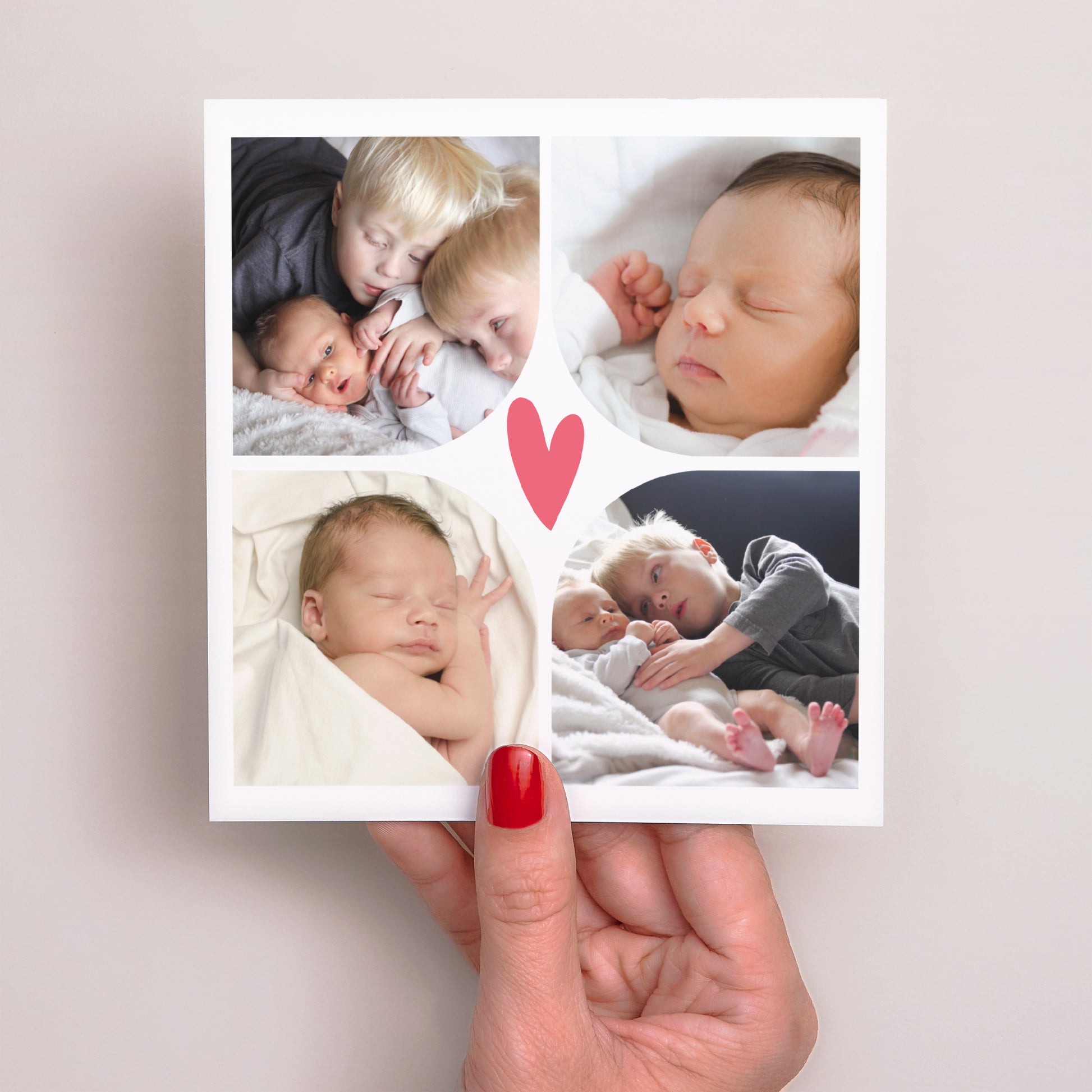 Geburtskarte Quadrat Multi-Fotos Herz Fushia foto N° 2