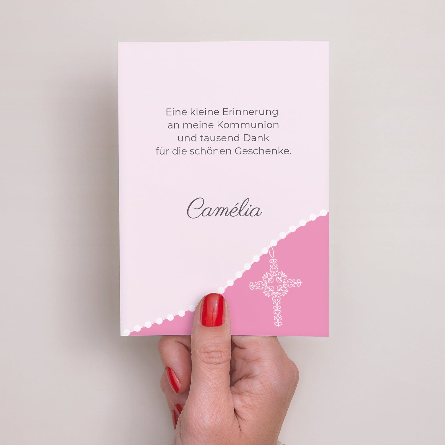 Dankeskarte Kommunion Porträt Heilige Kommunion - rosa foto N° 3