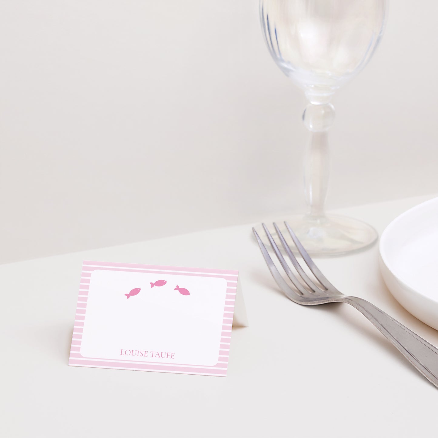 Tischkarten Taufe Quer Rosa Seemannsgarn foto N° 2