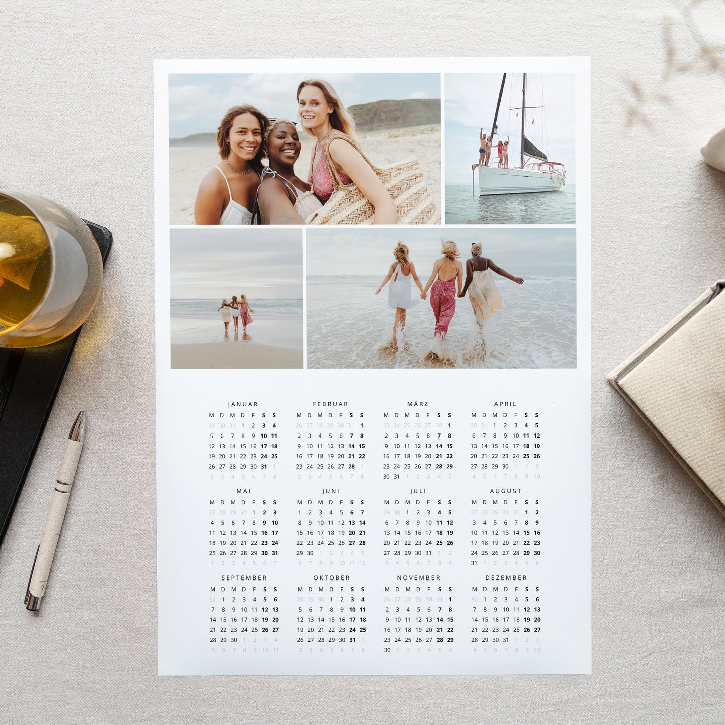 Kalender Weihnachten Einzelseite Porträt Enguirlandé foto N° 1