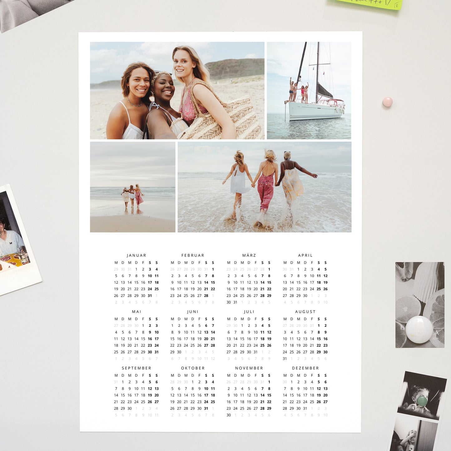 Kalender Weihnachten Magnetischer, einblattkalender hochformat Enguirlandé foto N° 1