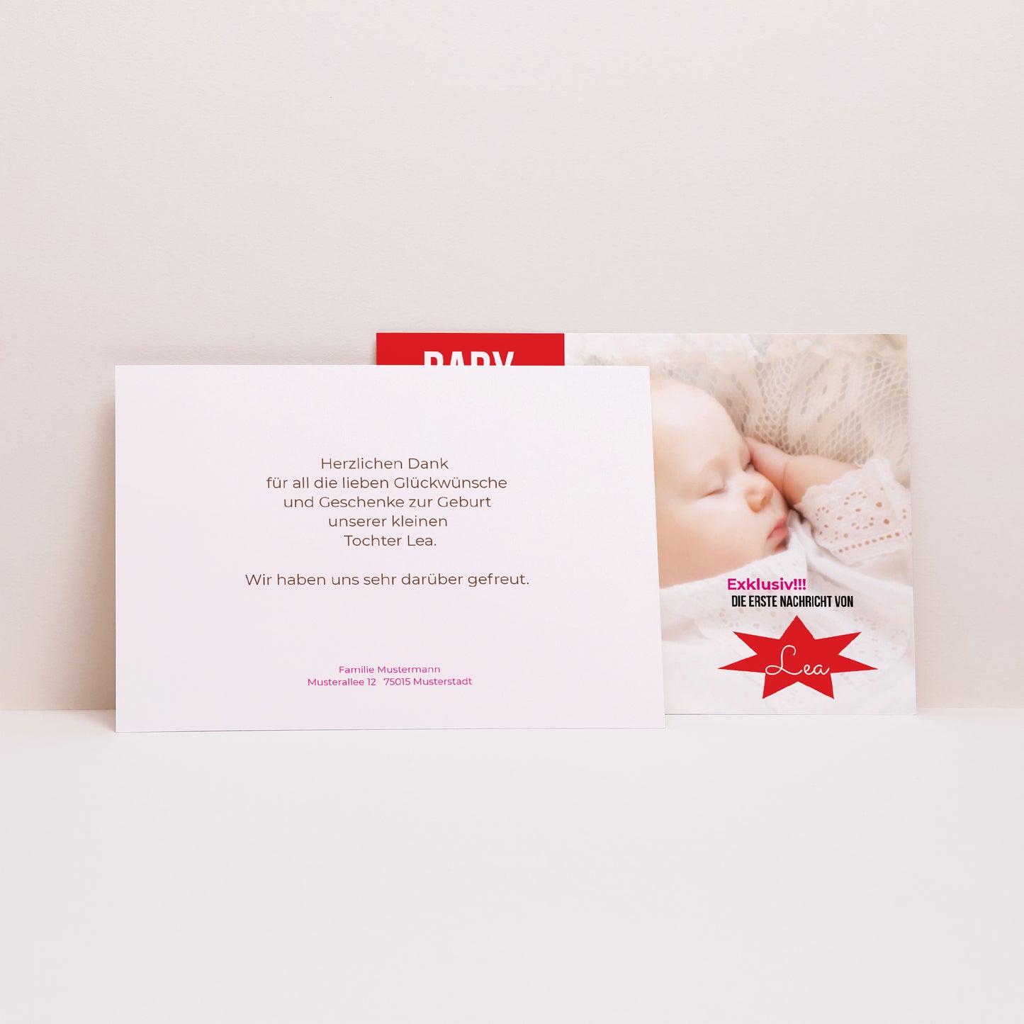 Dankeskarte Geburt Landschaft Hier ist Baby foto N° 2