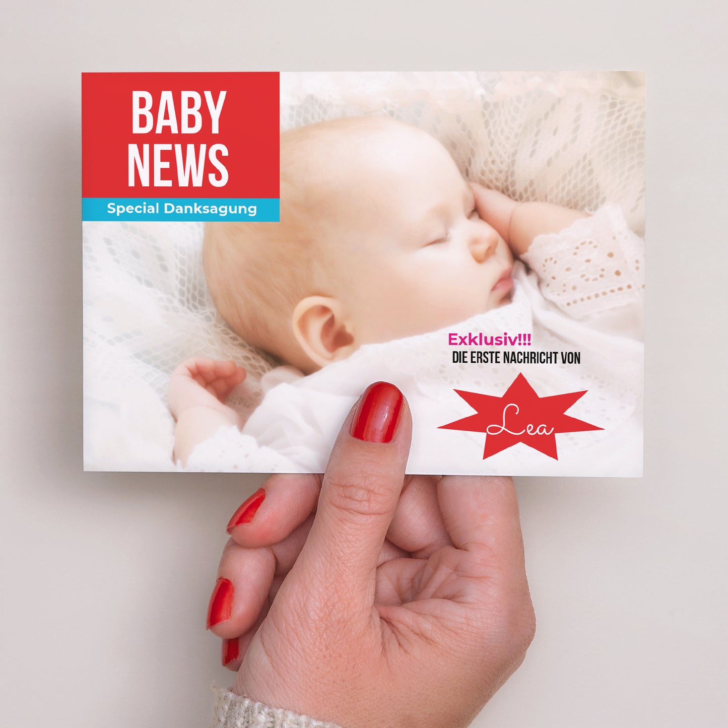 Dankeskarte Geburt Landschaft Hier ist Baby foto N° 3