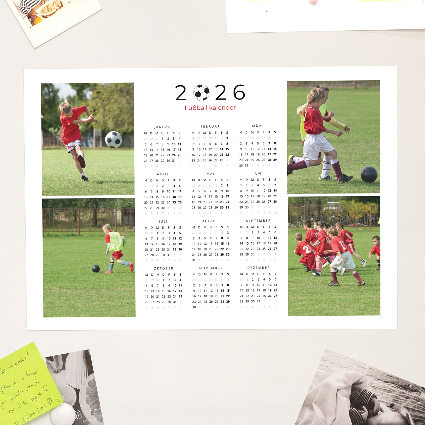 Kalender Weihnachten Magnetischer, einseitiges landschaft Fußball foto N° 1