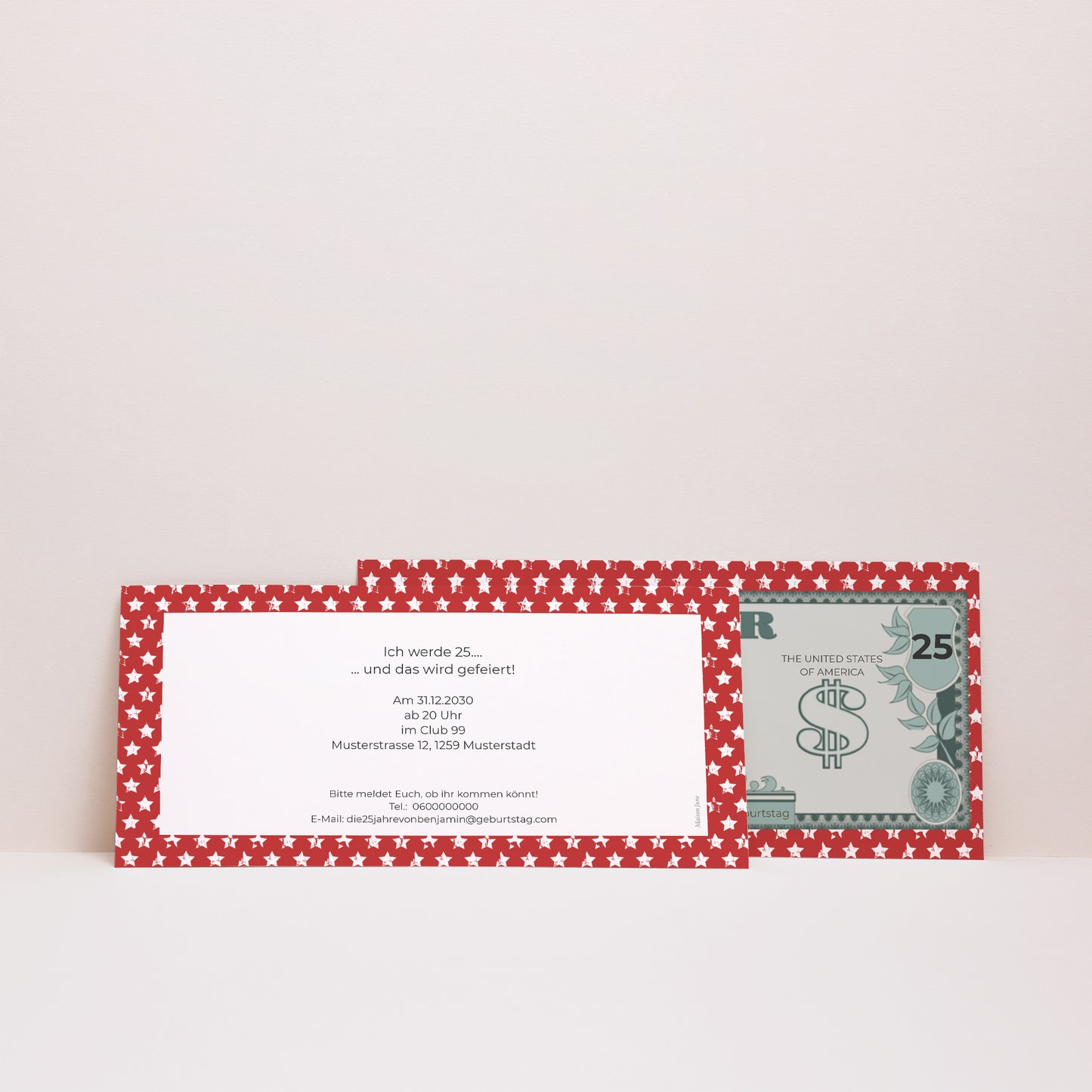 Einladungskarte Geburtstag Panoramische Landschaft Amerikanischer Dollar foto N° 3