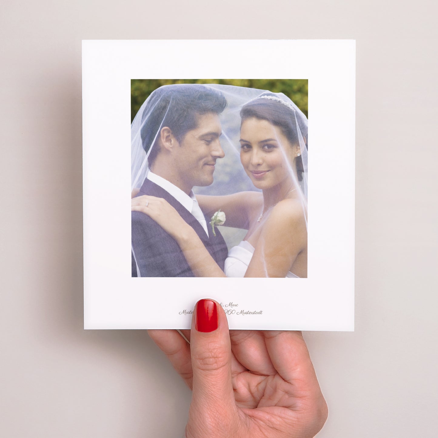 Dankeskarte Hochzeit Quadrat Es lebe das Brautpaar foto N° 3