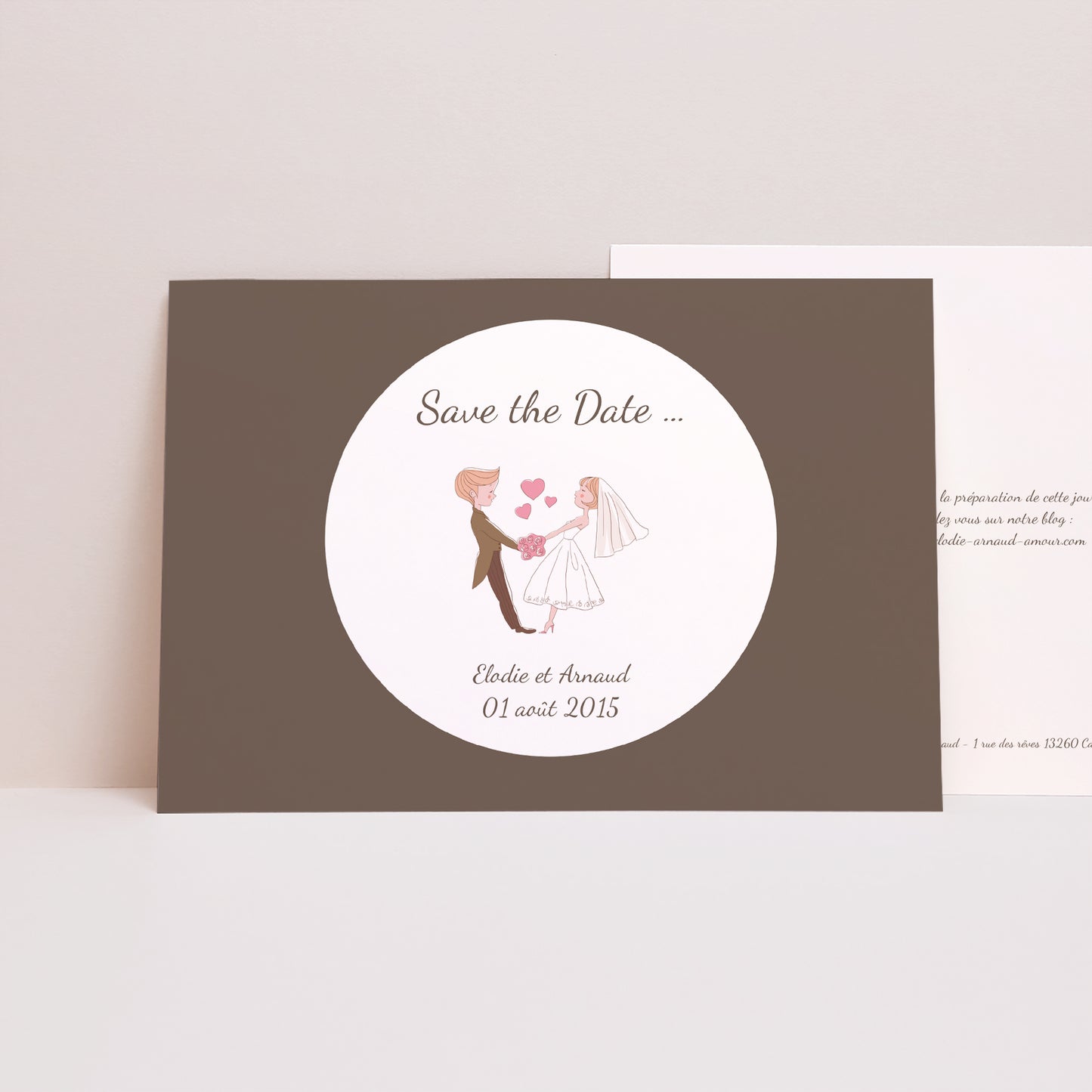 Save the date Karte Hochzeit Landschaft Es lebe das Brautpaar foto N° 1