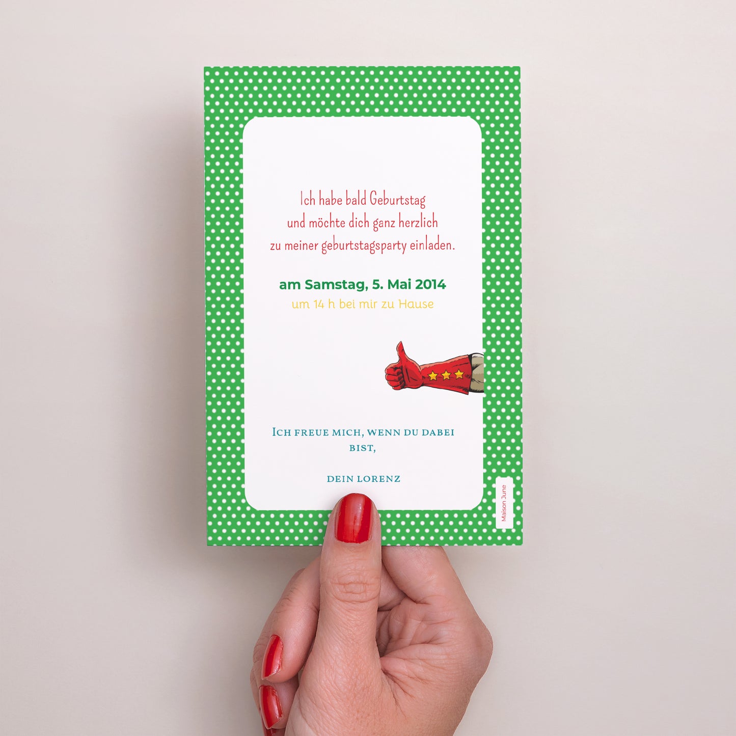 Einladungskarte Kindergeburtstag PortraitPorträt Superparty foto N° 3