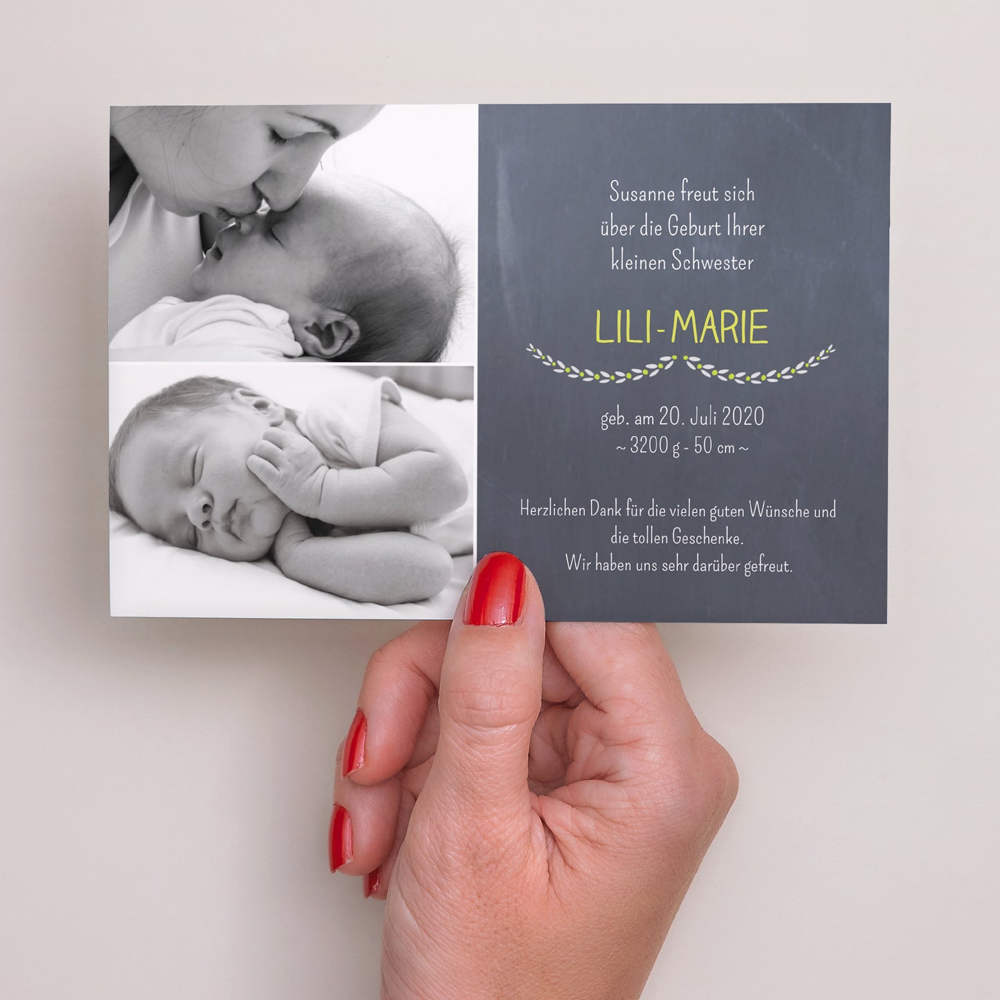 Geburtskarte Landschaft Schiefer und Krone foto N° 3