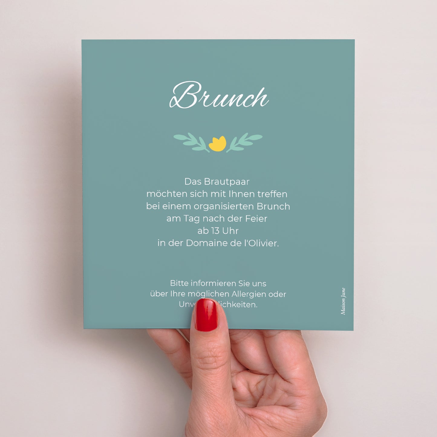 Beilegekarte Hochzeit Quadrat Feldblumen foto N° 3