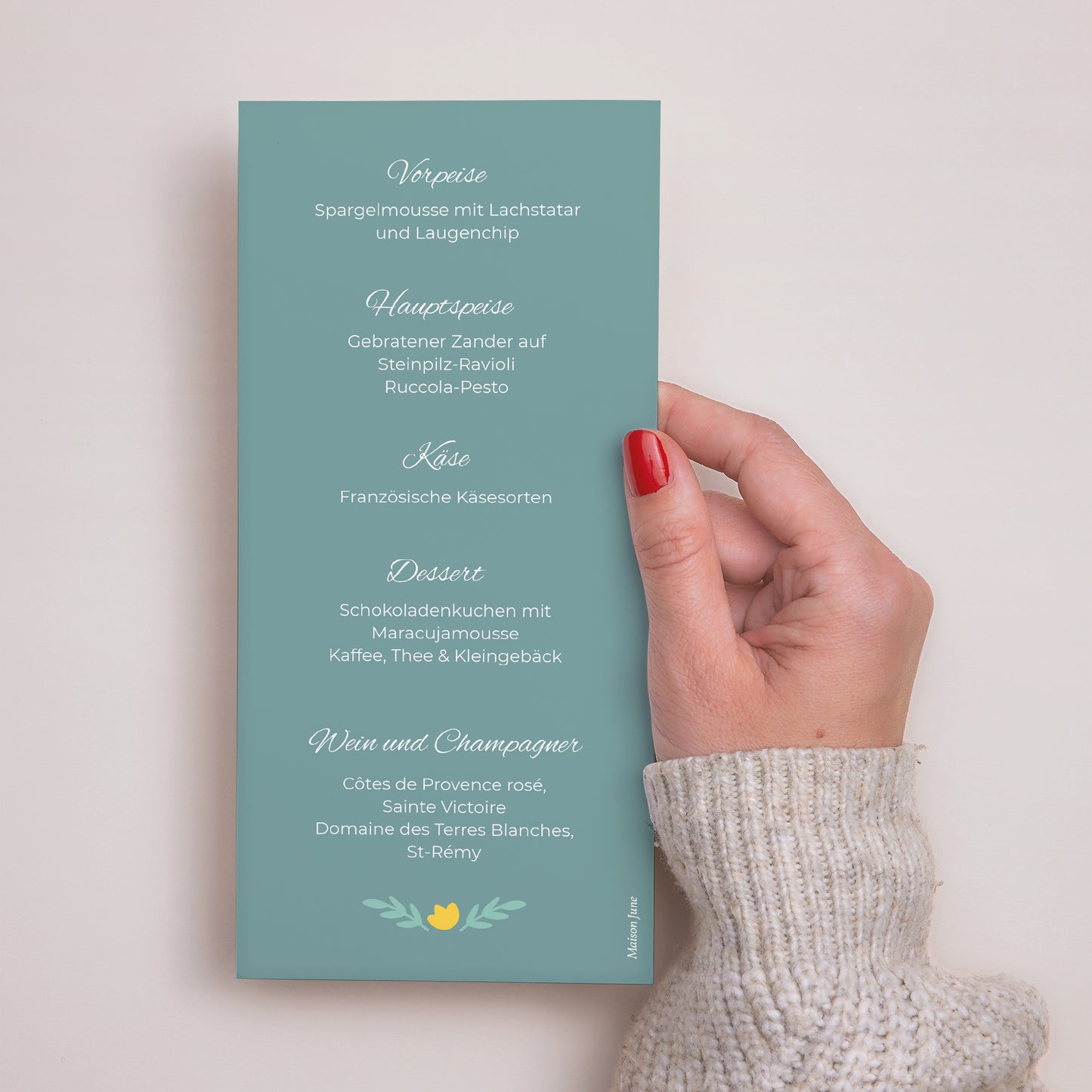 Menükarte Hochzeit Panoramatisches Porträt Feldblumen foto N° 3