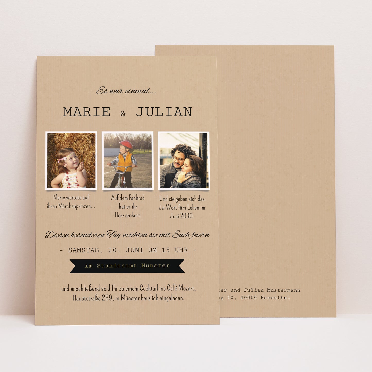 Hochzeitseinladung PortraitPorträt Unsere Geschichte foto N° 1