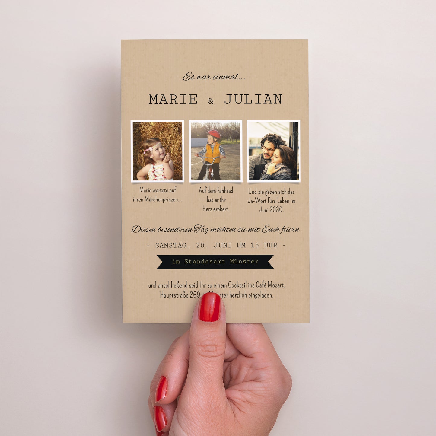 Hochzeitseinladung PortraitPorträt Unsere Geschichte foto N° 2