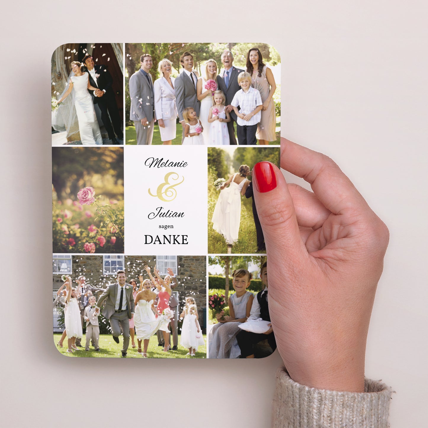 Dankeskarte Hochzeit Porträt, abgerundete Kanten De Bon Ton foto N° 2
