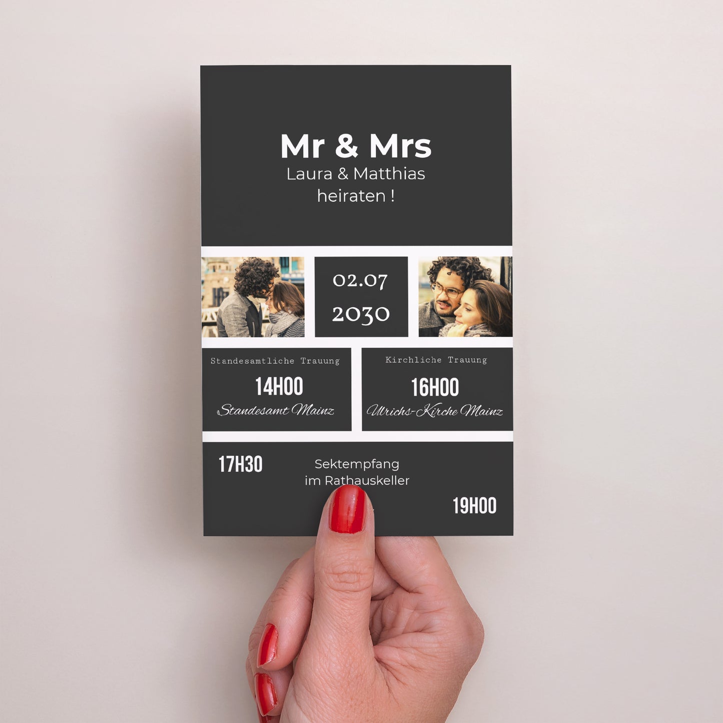 Hochzeitseinladung PortraitPorträt Mr & Mrs foto N° 2