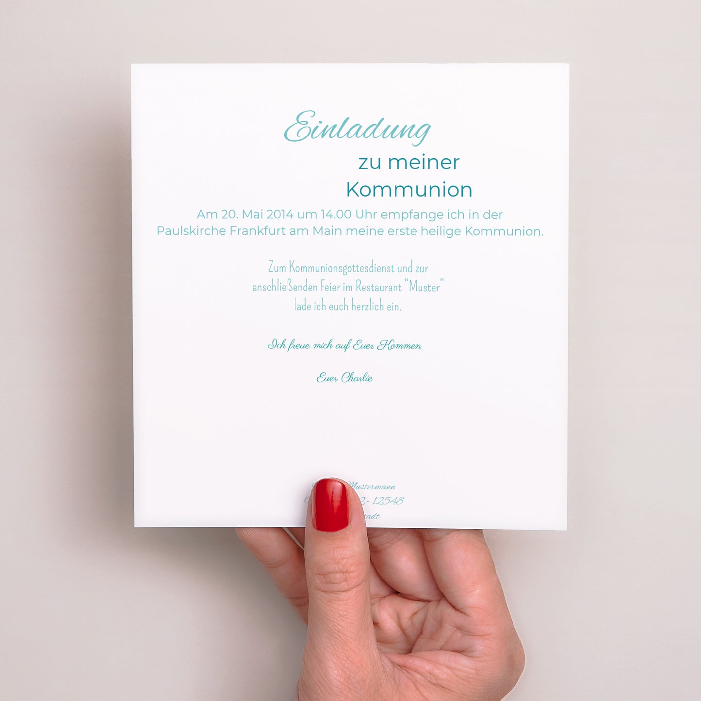 Einladungskarte Kommunion Quadrat Multi-Typo foto N° 3