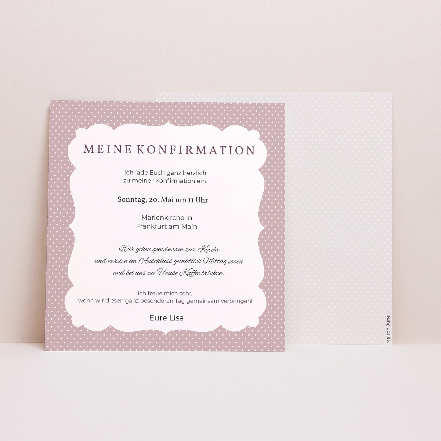 Einladungskarte Konfirmation Quadrat Eleganz foto N° 1
