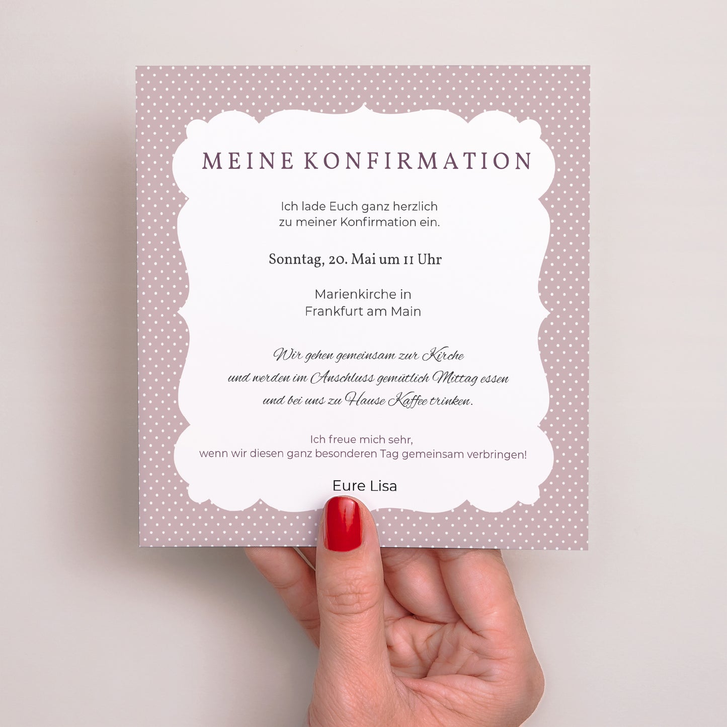 Einladungskarte Konfirmation Quadrat Eleganz foto N° 2