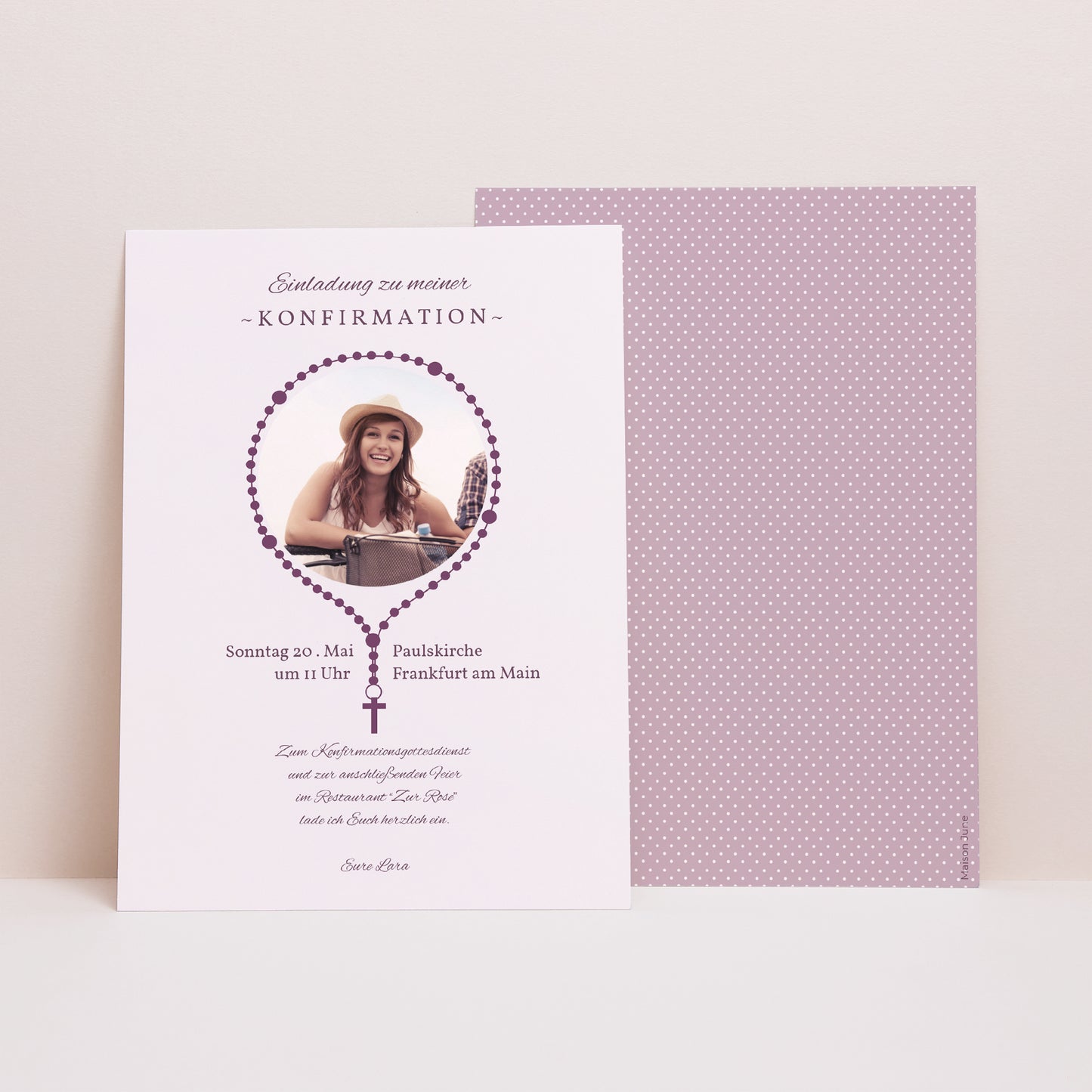 Einladungskarte Konfirmation Rosenkranz foto N° 1