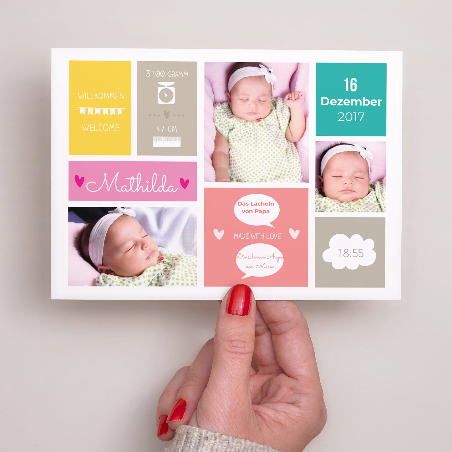 Geburtskarte Landschaft Farbige Blöcke foto N° 3