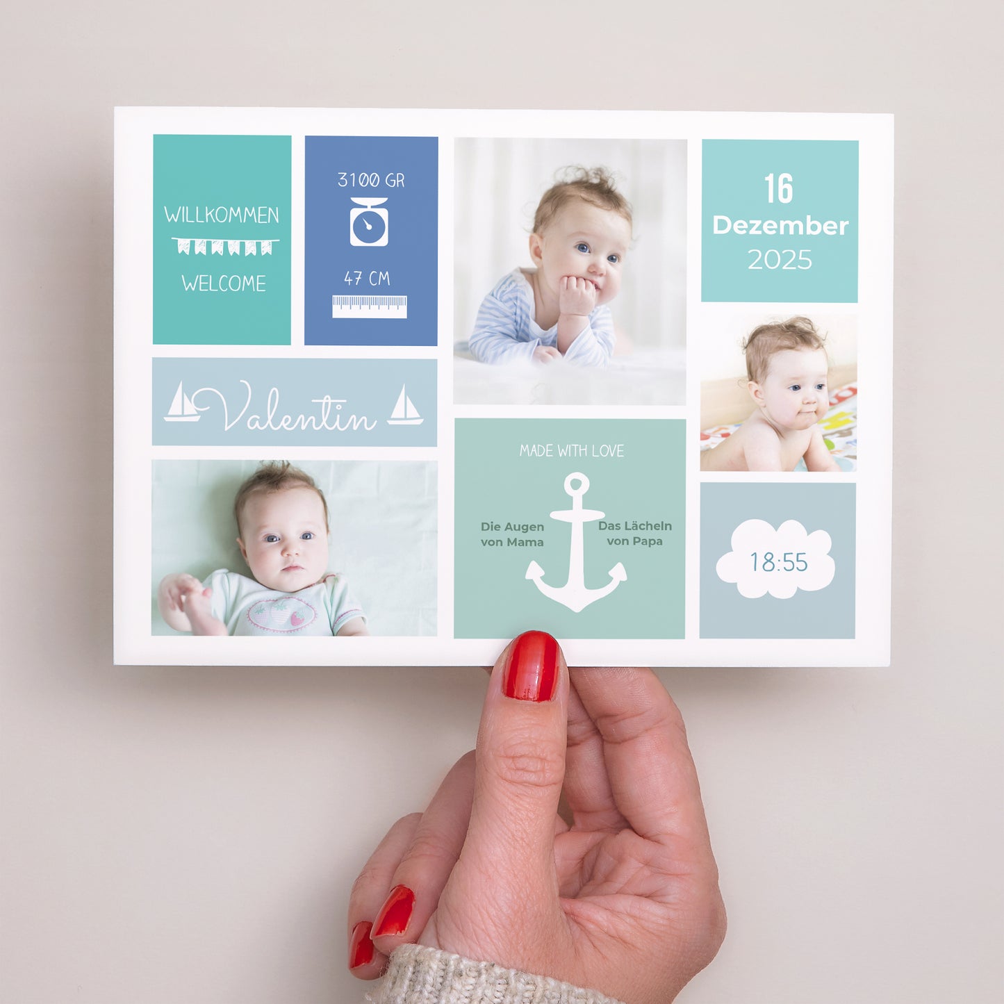 Geburtskarte Landschaft Kleine Boote foto N° 3